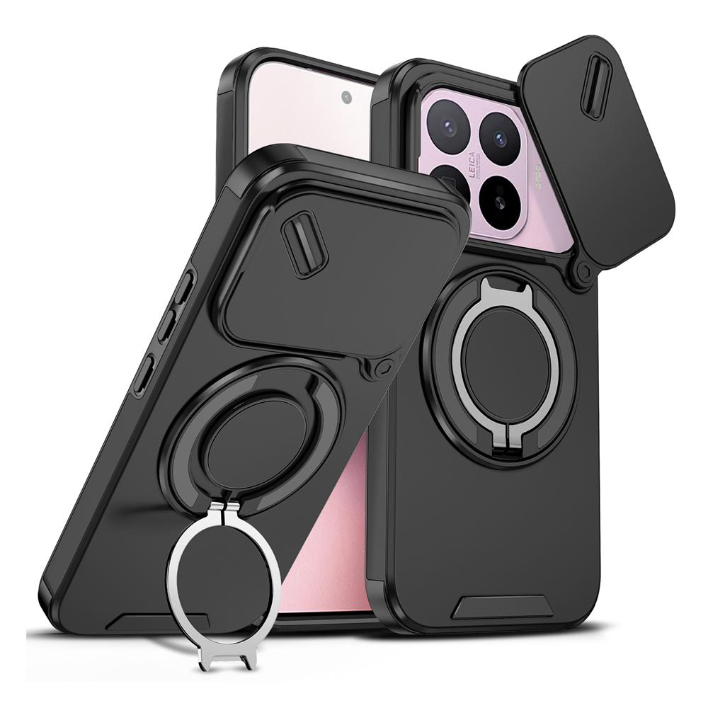 KEYSION Чехол для телефона со вращающимся на 360° кольцом-подставкой для Xiaomi 17T 17T Pro 5G, с защитой выдвижной камеры, магнитная, ударопрочная задняя крышка