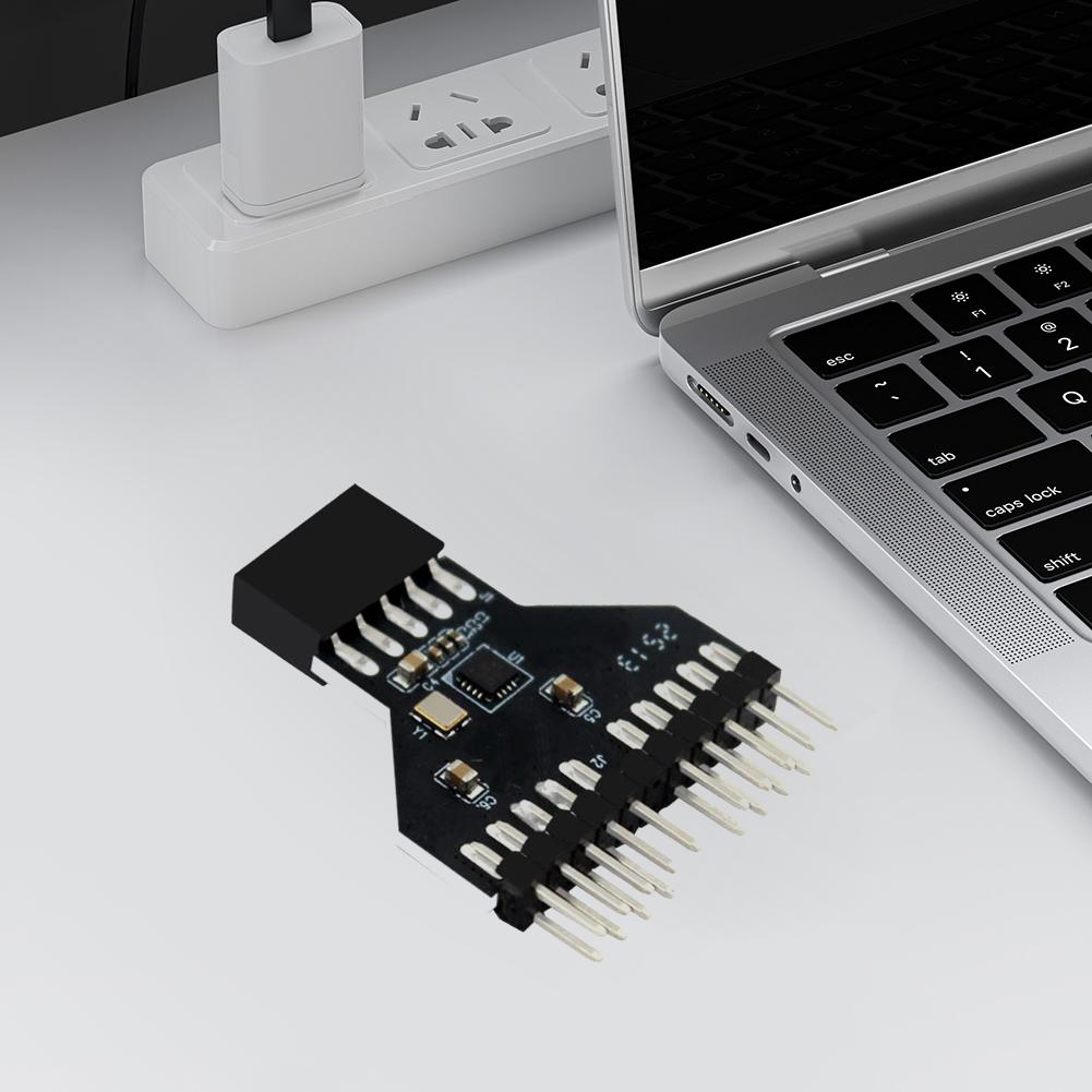 Адаптер-удлинитель для материнской платы USB2.0 9-контактный, 1 в 2 USB-хаба, переходник USB2.0 9-контактный на USB3.0 19-контактный для RGB-лампы, вентилятора