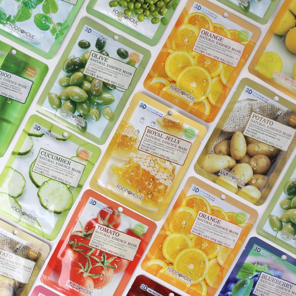 (50 листов) Foodaholic 3D Natural Essence Mask Pack 23g