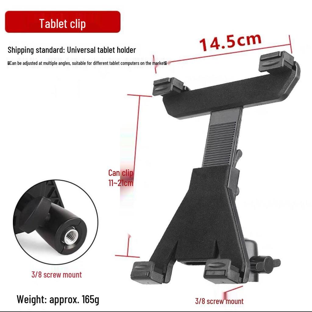 Adjustable Dual Boom Arm Microphone Stand for Desktop with Telescopic Base and Tablet Clamp, Perfect for Live Streaming and Singing.