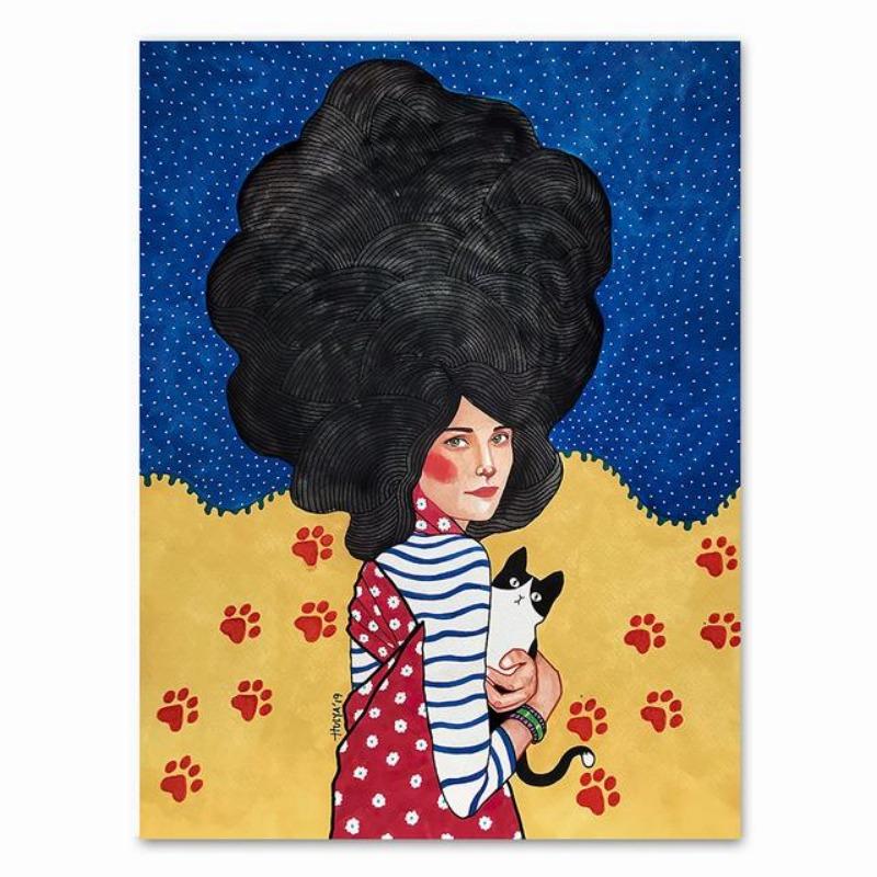 Абстрактные волосы девушки цветы птицы настенная живопись на холсте постеры на скандинавскую тематику и принты винтажные настенные панели для декора гостиной без рам