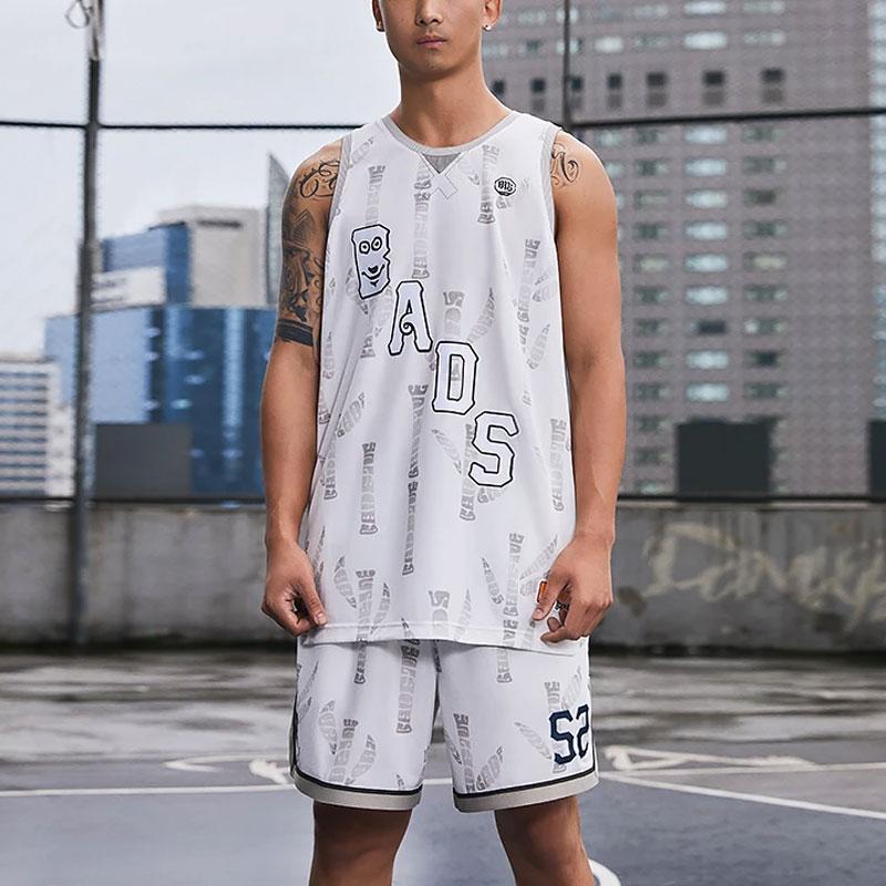 Шорты для баскетбола Li Ning Badfive Seven City Collaboration с влагоотводящими свойствами, мужские шорты цвета Off-White Stone-Grey AAPT711-1