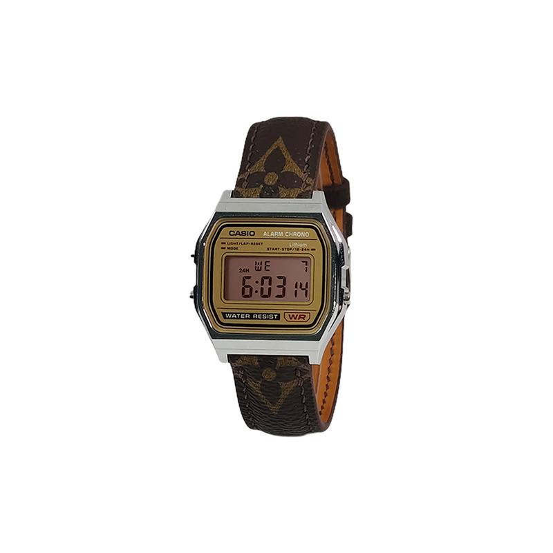 Casio Индивидуальные часы, модифицированная серия, зеркала разных цветов, корпус из серебристой смолы, ретро маленькие квадратные часы A158WEA-9 modif A158WEA-9