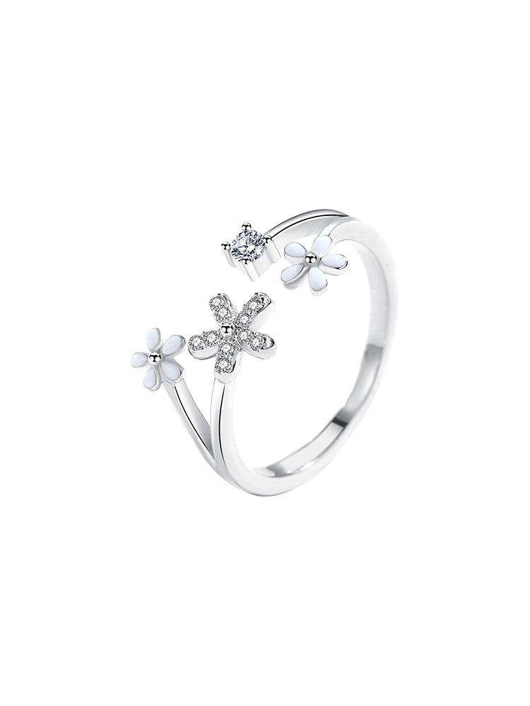 Кольцо с цветком ромашки, посеребренное 925 пробой, Свежий дизайн в лесном стиле, Идеальный подарок для девушки, Мизинец