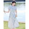 Fresh light blue new Chinese cheongsam 1011 new improved young girl national style Aodai dress summer