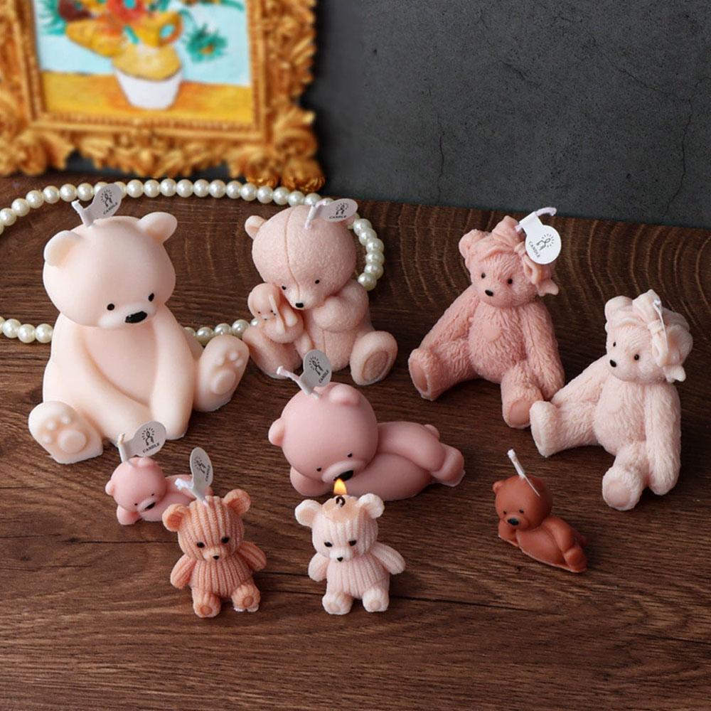 Силиконовая форма для свечей в виде плюшевого мишки, изготовление ароматерапевтических свечей, 3D-формы для рисования животных, формы из гипсовой смолы, подарки на день рождения, принадлежности для вечеринок