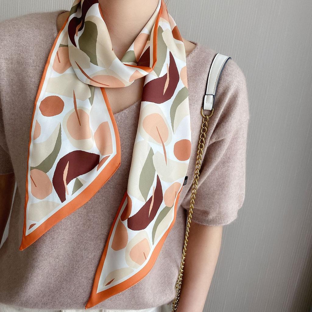 Весенне-летний атласный длинный шарф для женщин, солнцезащитная шаль, модный атласный длинный шарф для красоты, универсальный дорожный шарф