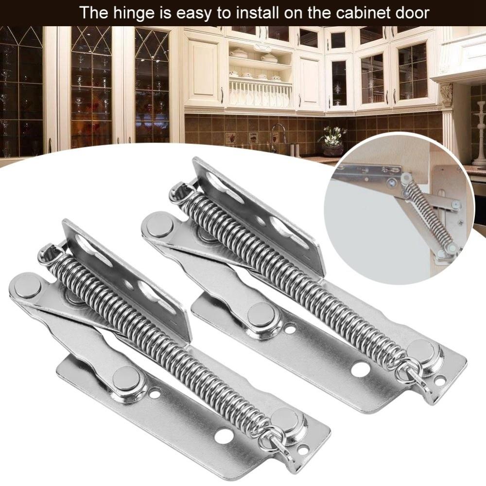 2 Pieces Silver Spring Hinges Heavy Duty Sofa Hinge Lifters Folding Lifting Bracket Toy Chest