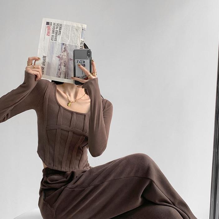 Y2k T-shirt Girls Crop Tops Spring Women Long Sleeve O Neck Cotton Shirts Bustier Harajuku Pullover Streetwear All-match T-shirt