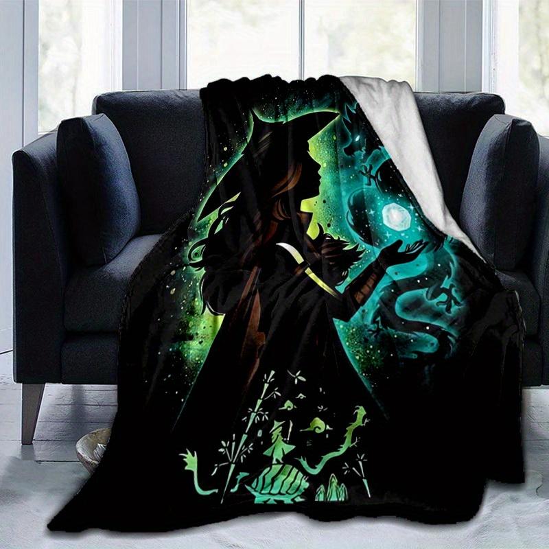 1pc, Witch & Dragon Fantasy Art Print Home Decor Blanket, Couch Throw, Outdoor Blanket, Gift for Friends, Flannel Blanket, Perfect for Bed