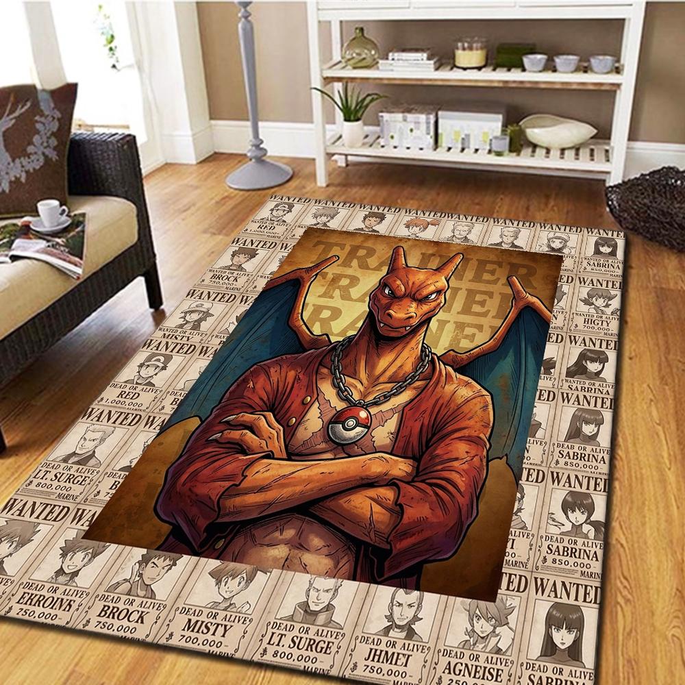 Pokemon Carpet for Living Room & Bedroom, Home Decor Cool Movie & Play Floor Mat -HE42