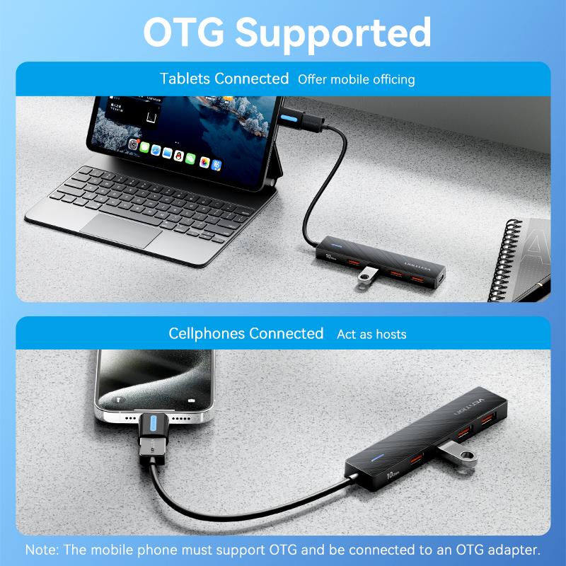 Vention USB 3.2 Gen 2 Extension HUB 10Gbps High Speed Type C Power Supply 4 USB Port Splitter for Laptop Macbook PC Computer Adaptor