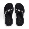 Summer Thick-bottomed Half-slippers Women's Exquisite Rhinestone Cool Slippers Outer Wear