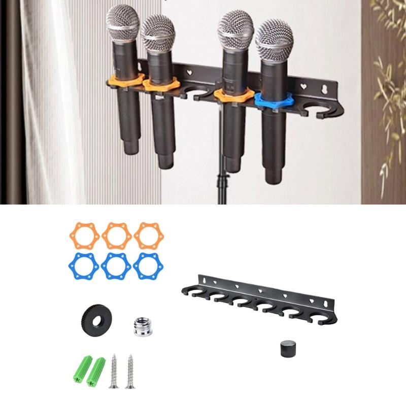 Shockproof Wall Mount Holder for Various Models Microphones Storage Organizers Holds 2/4/6/8 Microphone for Mic Stand