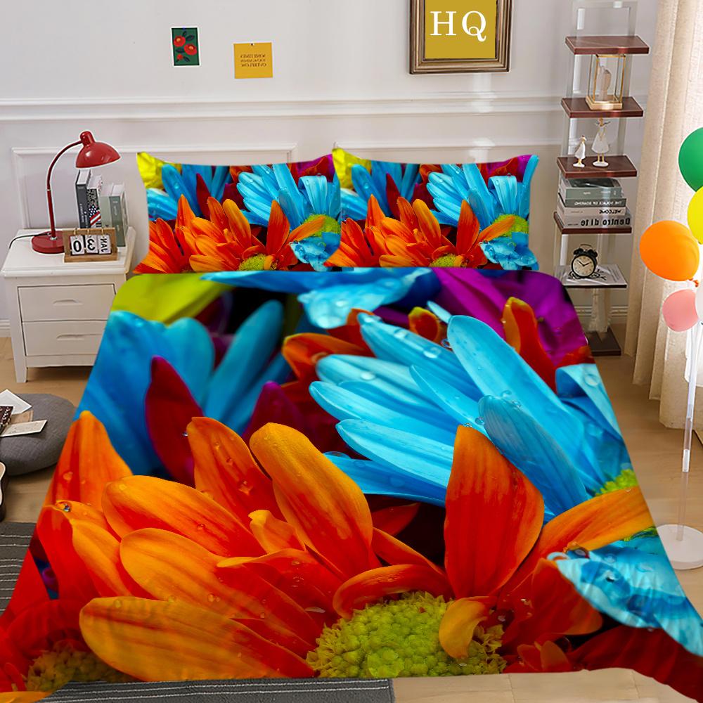 Комплект постельного белья с 3D-цветочным принтом, двойной размер, домашний комплект постельного белья из микрофибры, модный комплект высокого одеяла