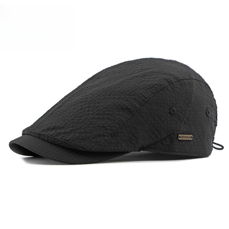Unisex Water Repellent Flat Cap Spring Summer Waffle Texture Breathable Ivy Cap Retro British Beret Cabbie Hat