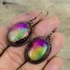 Радужный солнечный кварц друзы серьги гальванопластика медные серьги драгоценный камень серьги ручной работы очень красивые гальванопластика ювелирные изделия подарки для мамы