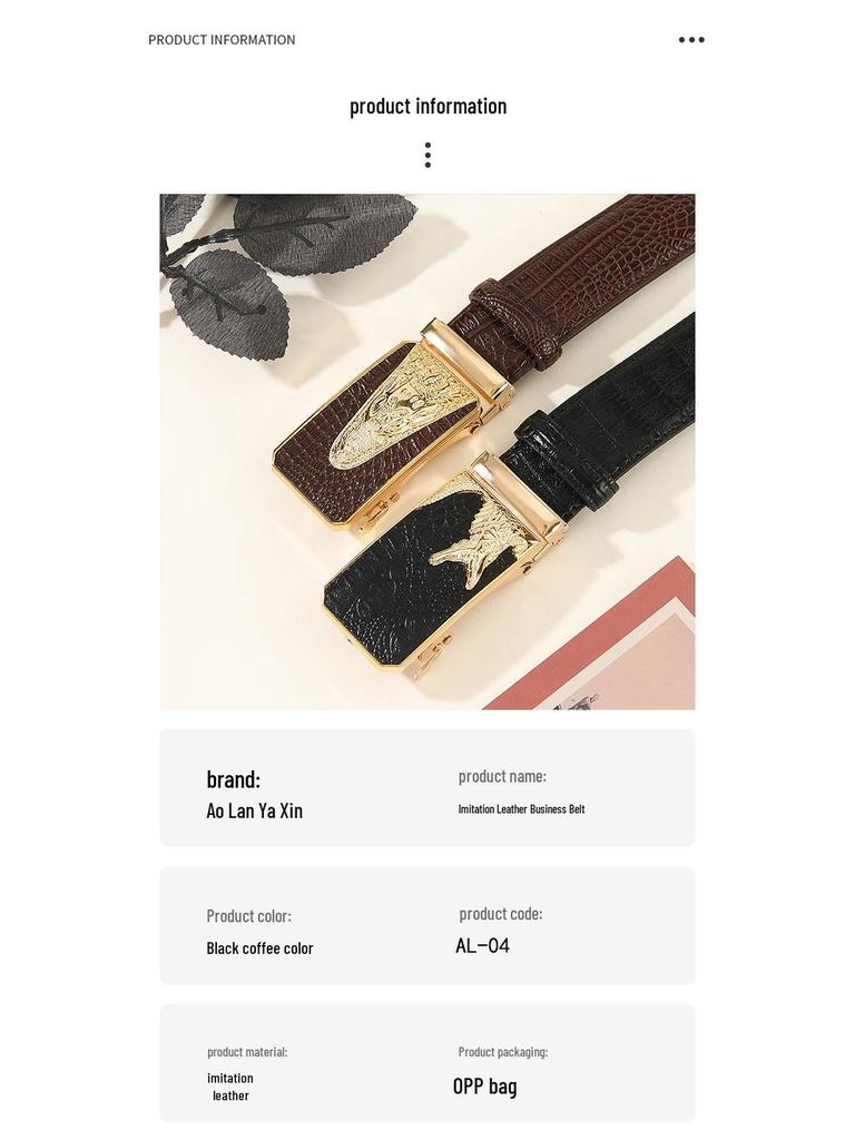 Мужской ремень из искусственной кожи с крокодиловым узором и автоматической пряжкой из сплава - Ретро западный стиль