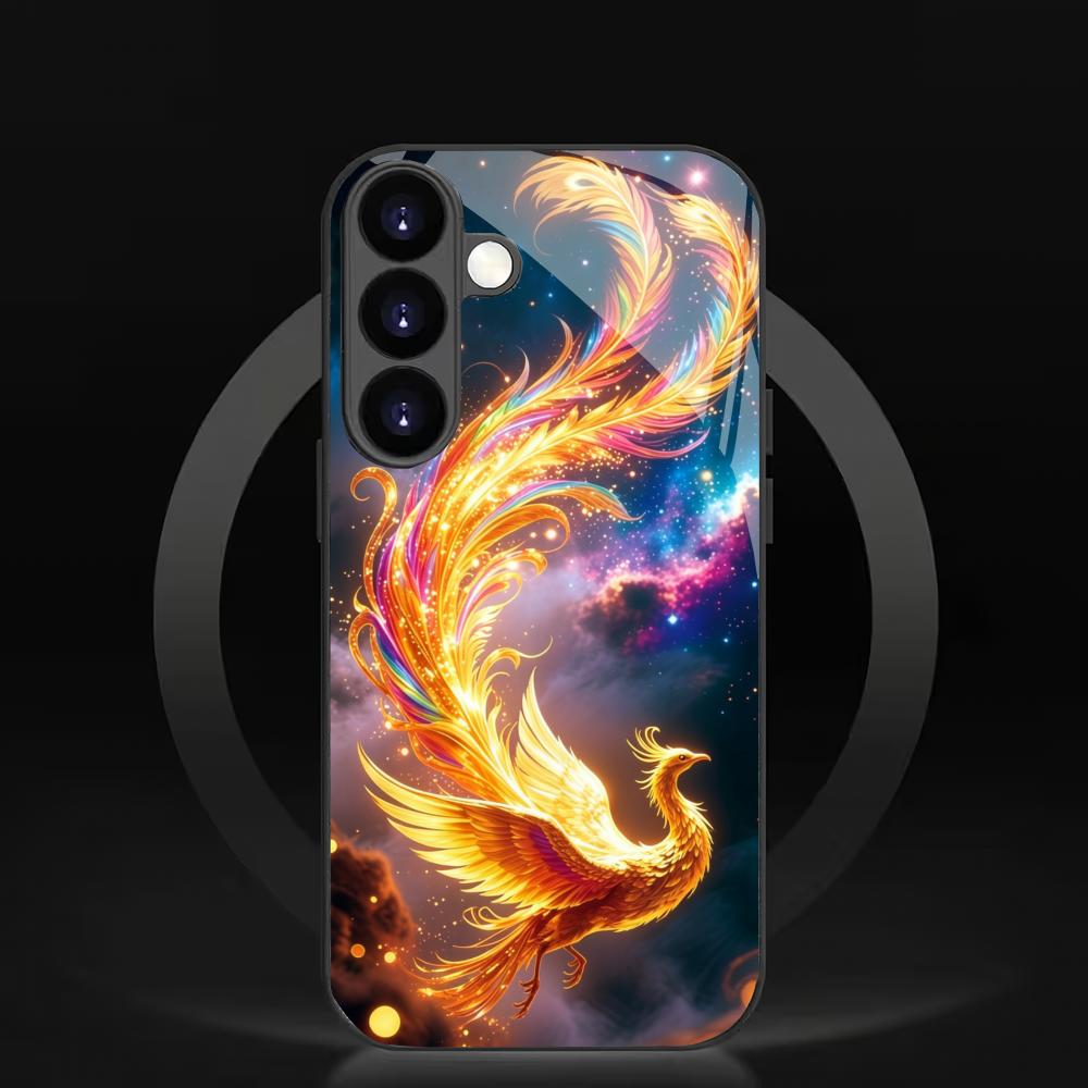 Чехол из закаленного стекла 'Огненный Феникс' для Samsung Galaxy S26 S25 S24 S23 S22 S20 FE/Ultra/Plus, противоударная задняя крышка