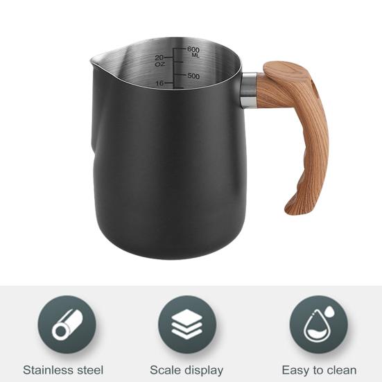 600ML/1000ML Latte Art Cup Stainless Steel Latte Jug Thickened Espresso Milk Frothing Cup with Handle for Home