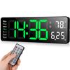 Цифровые настенные часы, 16-дюймовый большой будильник, пульт дистанционного управления, дата, неделя, температура, часы, двойной будильник, светодиодный дисплей