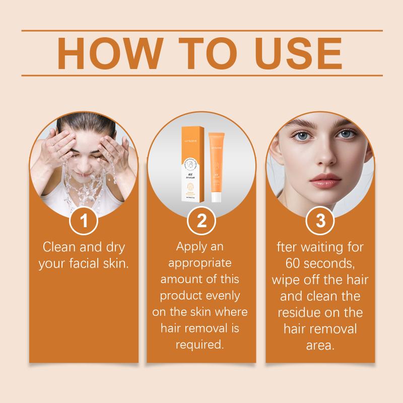 Gentle Facial Hair Removal Cream for Women Quick Efficient Depilation Softening Skin for Lip Underarm Application