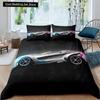 Race Car King Queen Duvet Cover Cool Speed Racing Bedding Set Teens Men Black Sport Car Quilt Cover Polyester Comforter Cover