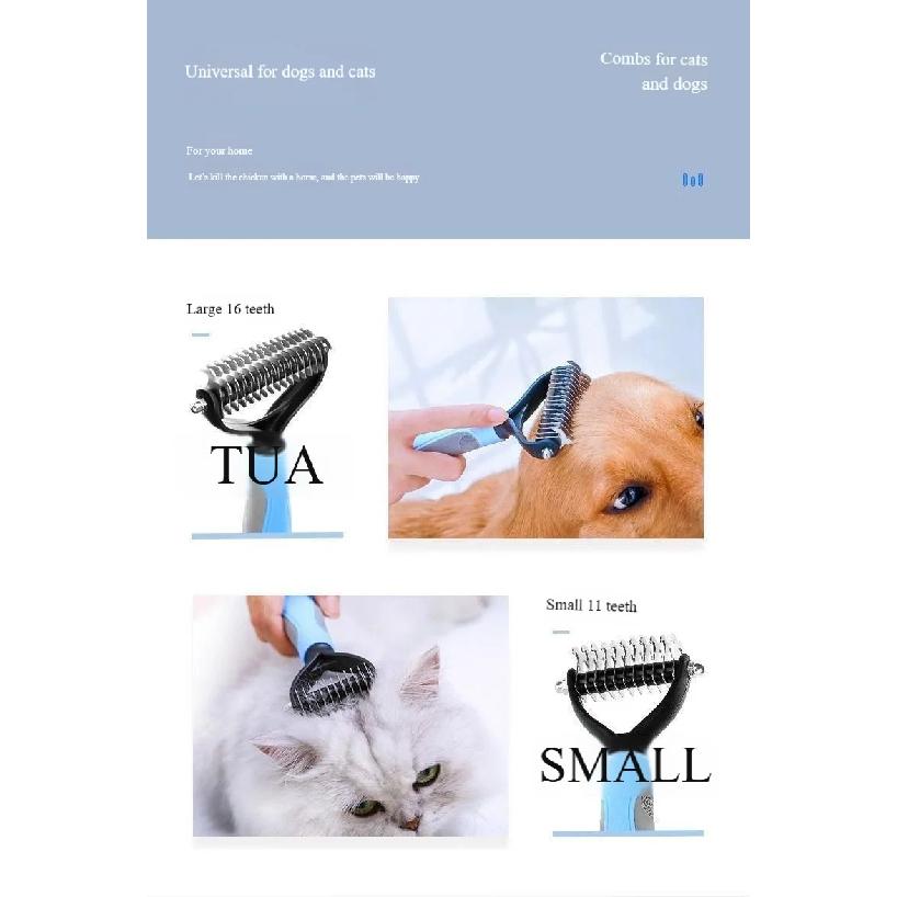 Stainless Steel Pet Grooming Comb Double Sided Dog Cat Detangling Brush for Removing Mats Loose Hair