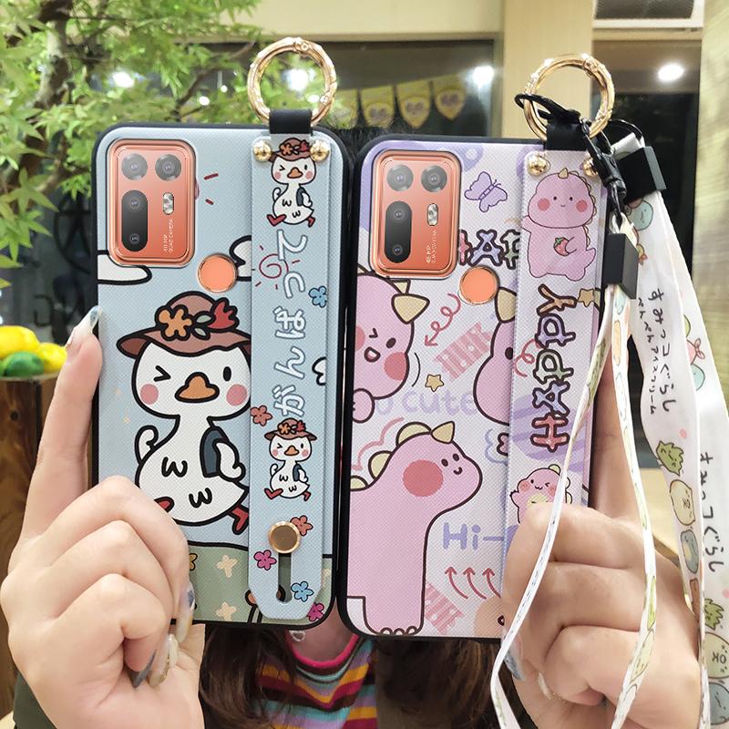 Силиконовый пылезащитный чехол для телефона HTC Desire 20 Plus/D20+ Милый защитный ремешок на запястье Кольцо Задняя крышка Противоударный шнурок