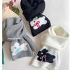 Sweet Cool Rabbit Handmade Bow Winter Warm Scarf Women's Knitted Wool Imitation Cashmere Scarf Solid Color Cartoon Korean