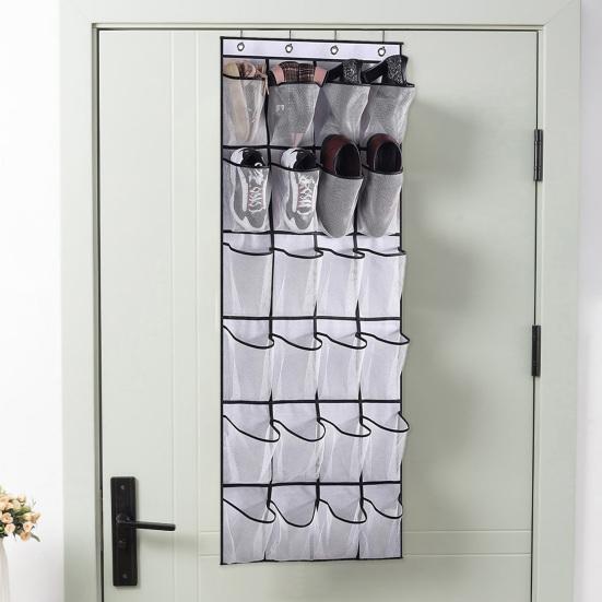 Non-woven Fabric Hanging Bag with Hook 24 Mesh Pocket 6 Layers Large Capacity Foldable Over Door Hanging Hat Shoe Storage Pouch Organizer Home