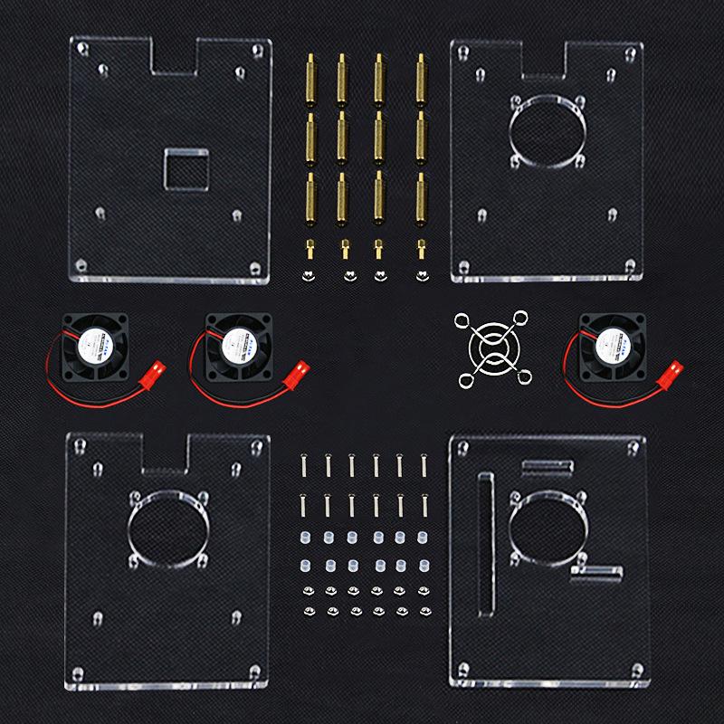 Многослойный акриловый корпус-кластер для Raspberry Pi 4B/3B+ с вентилятором (2-10 слоев)