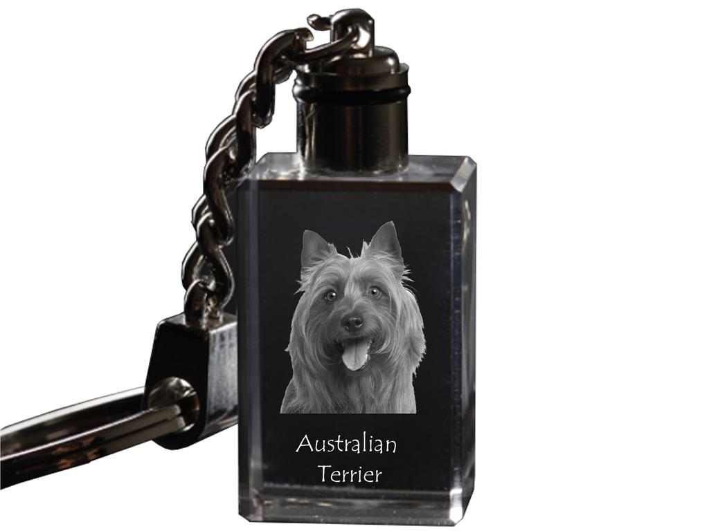 Australian Terrier, Aussie – Crystal key ring with dog photo, illuminated key ring | Art-Dog