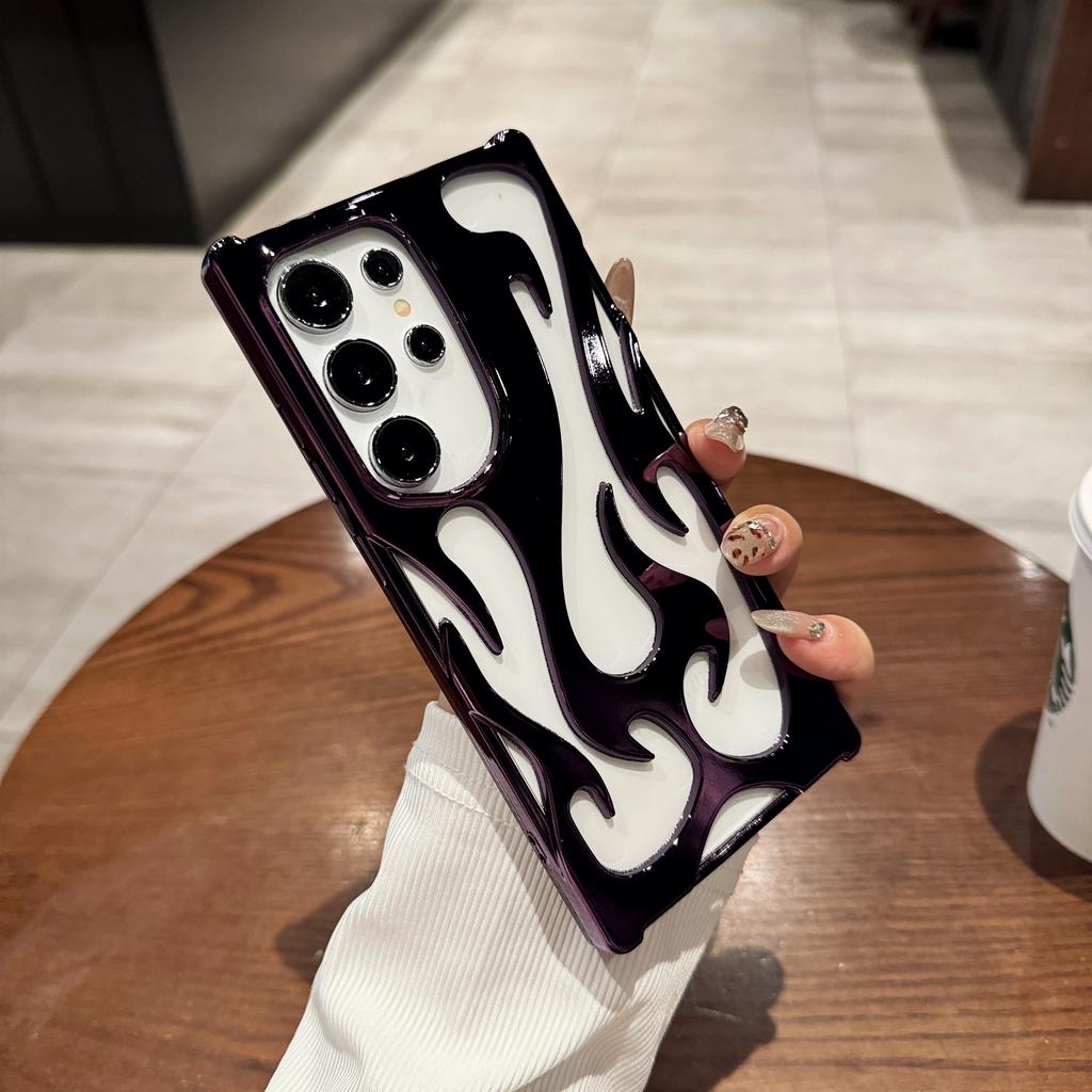 Чехол с 3D-рисунком пламени с покрытием для Samsung S25 S24 Plus S22 S23 Ultra A16 A06 A55 A15 A54 A14 Модный полый противоударный чехол