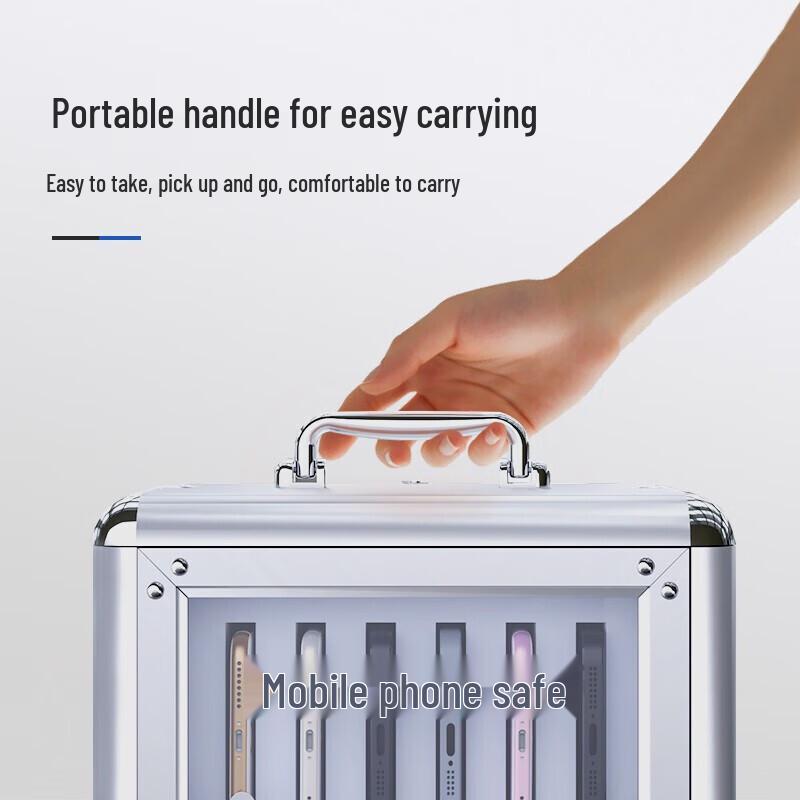 Jingdun Aluminum Alloy 12-Slot Mobile Phone Storage Box with Lock