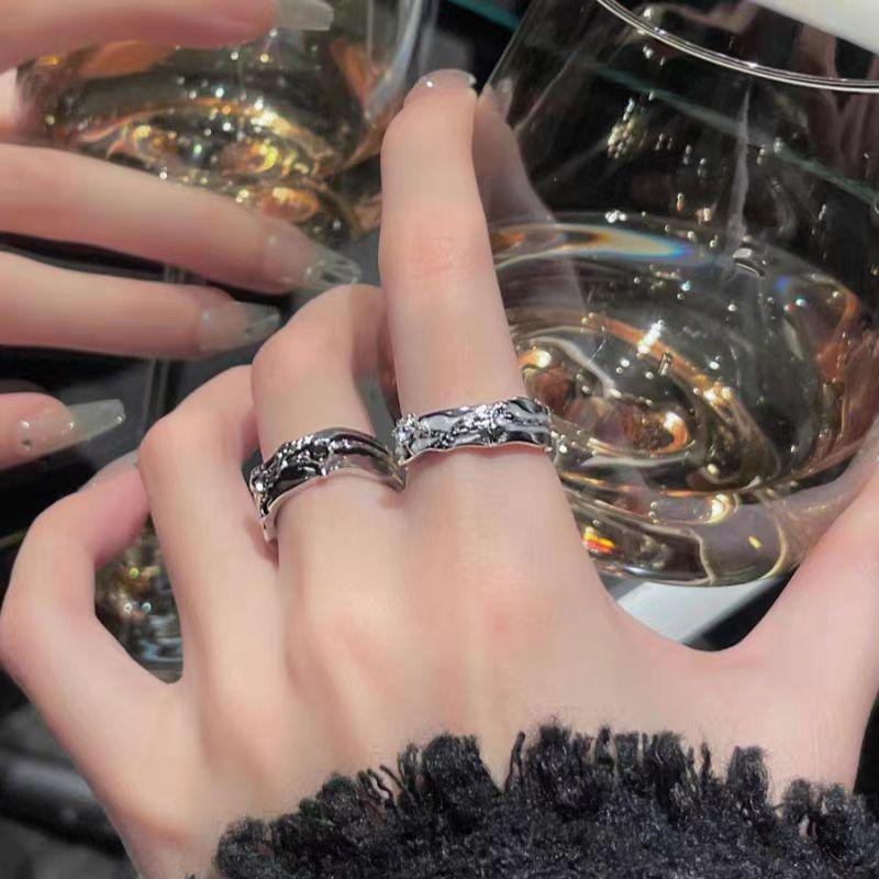 Adjustable Dark Star Ring: Men's & Women's High-End Luxury Design for Index Finger