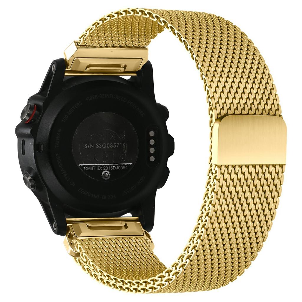 Watch Band for Garmin Fenix 5X/6X/7X/Fenix 8 Pro AMOLED 51mm Magnetic Stainless Steel Electroplating Reinforced Milanese Mesh Strap