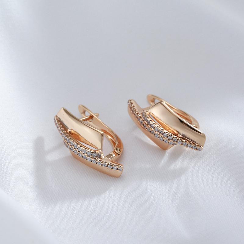Unique Innovative  Rose Gold Drop Earring For Women Luxury Geometry Elegant Bar Natural Zircon Fashion Daily Jewelry