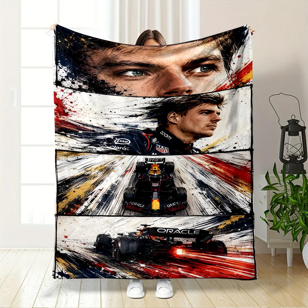 Max Verstappen Oracle Red Bull F1 Printed Blanket Soft Fleece Throw for Bed Couch Office Decor