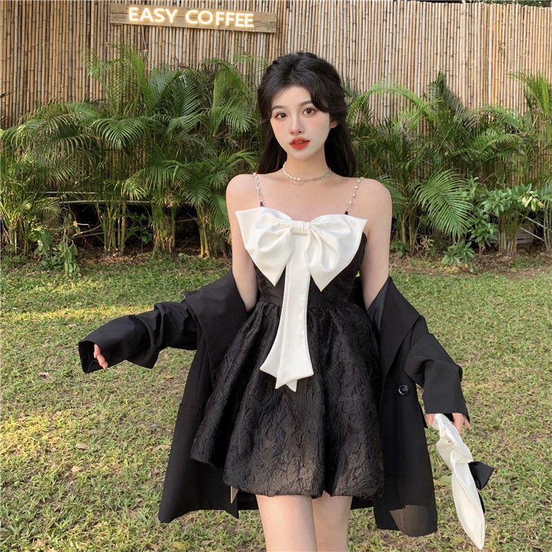 Sweet Kawaii белое платье-комбинация женское корейское модное Kpop дизайнерское вечернее мини-короткое платье на бретельках с бантом наряды