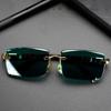 Retro Frameless Men's Sunglasses Green Crystal Stone Cycling Goggles Leopard Print Outdoor Sunglasses Driving Glasses Eyewear