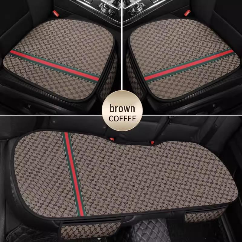 All-Season Linen Car Seat Cushion Set: Three-Piece Universal Fit for Driver/Passenger and Rear Seats