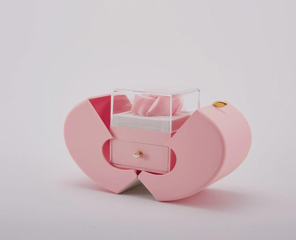 Шкатулка для украшений Apple Rose - подарок на Рождество, День святого Валентина, День матери с консервированными цветами