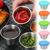 Stainless Steel Dipping Plate, Tomato, Silicone Lid, Preservation Box, Sealed Leak Proof  Cup, Seasoning Plate