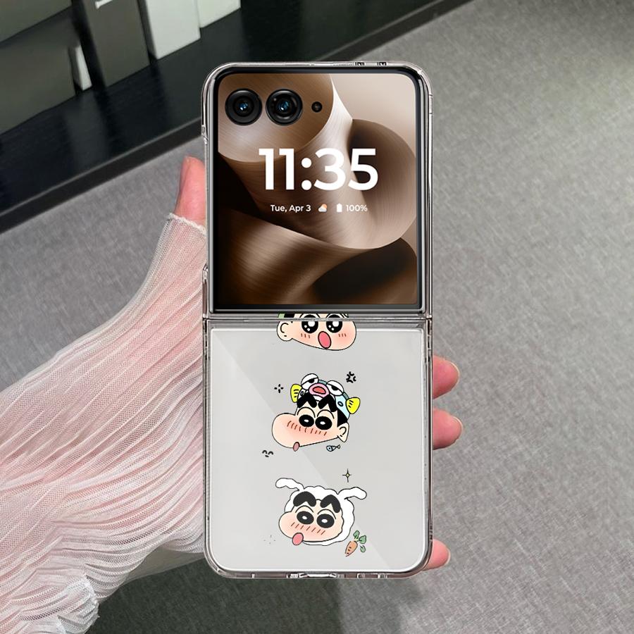 Soft Clear Phone Cover Luxury Funda Case for Motorola Razr 60 Ultra 50 50Ultra 50/60 Frog Crayon Shin Chan
