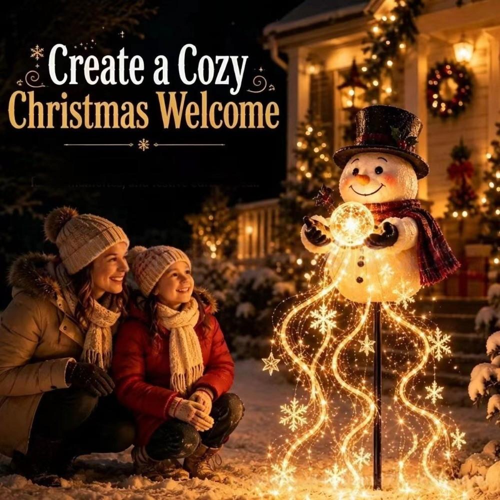 Easy Setup Snowman Magic Fountain Garden Light Christmas Garden Stake Light Christmas Decor