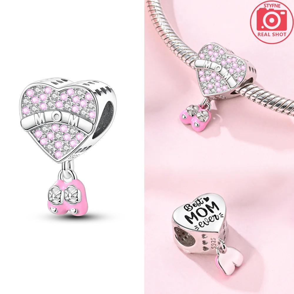 Оригинальный Новый Любовь Мать Сердце Подвеска Шарм Бусина Для Женщины Подходит Медный Браслет DIY Ювелирные Изделия Подарок Для Мамы