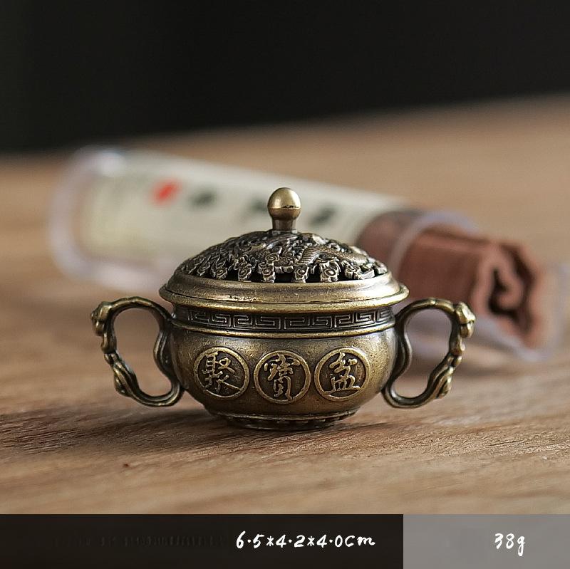 Антикварная медная курильница для благовоний, нелипкий порошок, маленькие благоприятные спиральные благовония, домашний аромат для помещений, долговечная ароматерапия