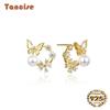 Tancise Fashion Earrings Zircon Butterfly Shape Stud Earring For Women Wedding Gift