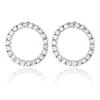 Korean Fashion Versatile Dazzling Circle Stud Earrings with Crystal Cubic Zirconia Minimalist Earrings for Teens Women's Zircon